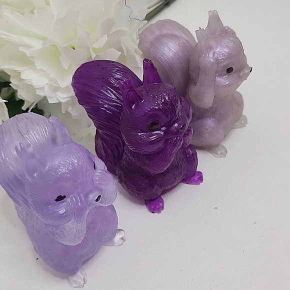 Purple and Gray Squirrel Figurines - Picture 2 of 5